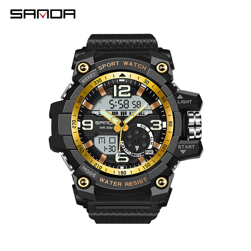 SANDA 759 Jam Tangan Pria Digital Analog Dual Time Tali Rubber WATCHKITE WKOS