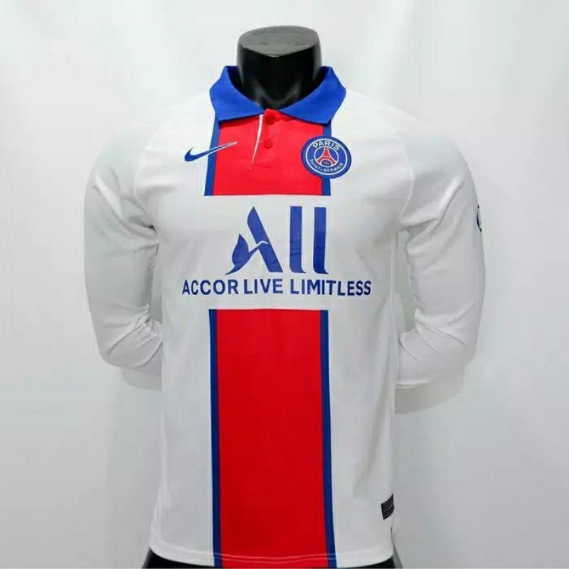 Jersey bola LS PSG away putih 20/21 Grade Ori Thailand murah
