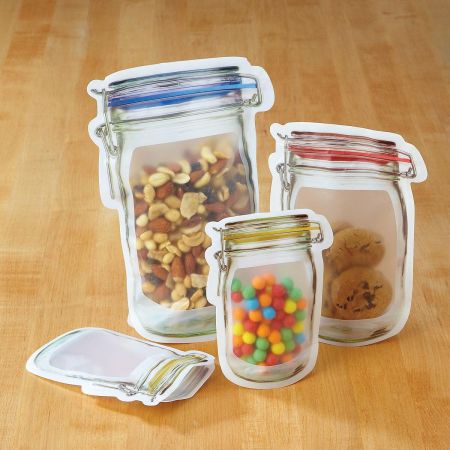 【GOGOMART】Mason Jar Kantong Plastik Klip / Toples Makanan Snack Bumbu Zipper Hemat Tempat