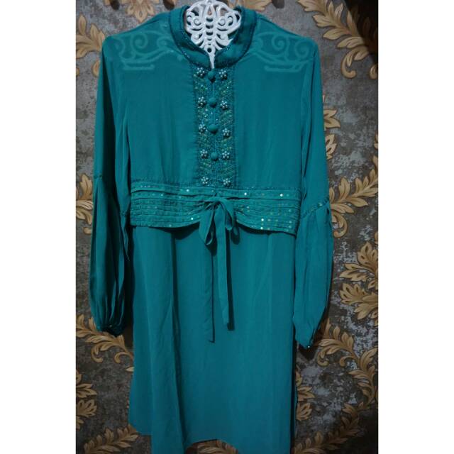 Tunik Chiffon Mutiara Payet Hijau Tosca Pesta Wisuda Perpisahan Kondangan Cewek Wanita New