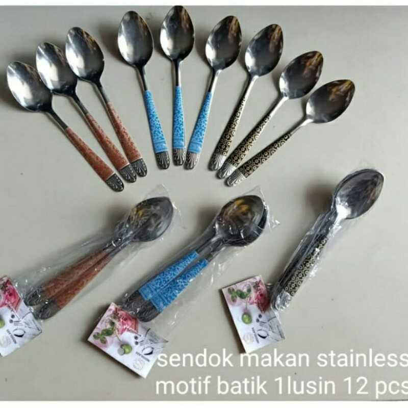 sendok batik / sendok makan batik 1 lusin / sendok stainless