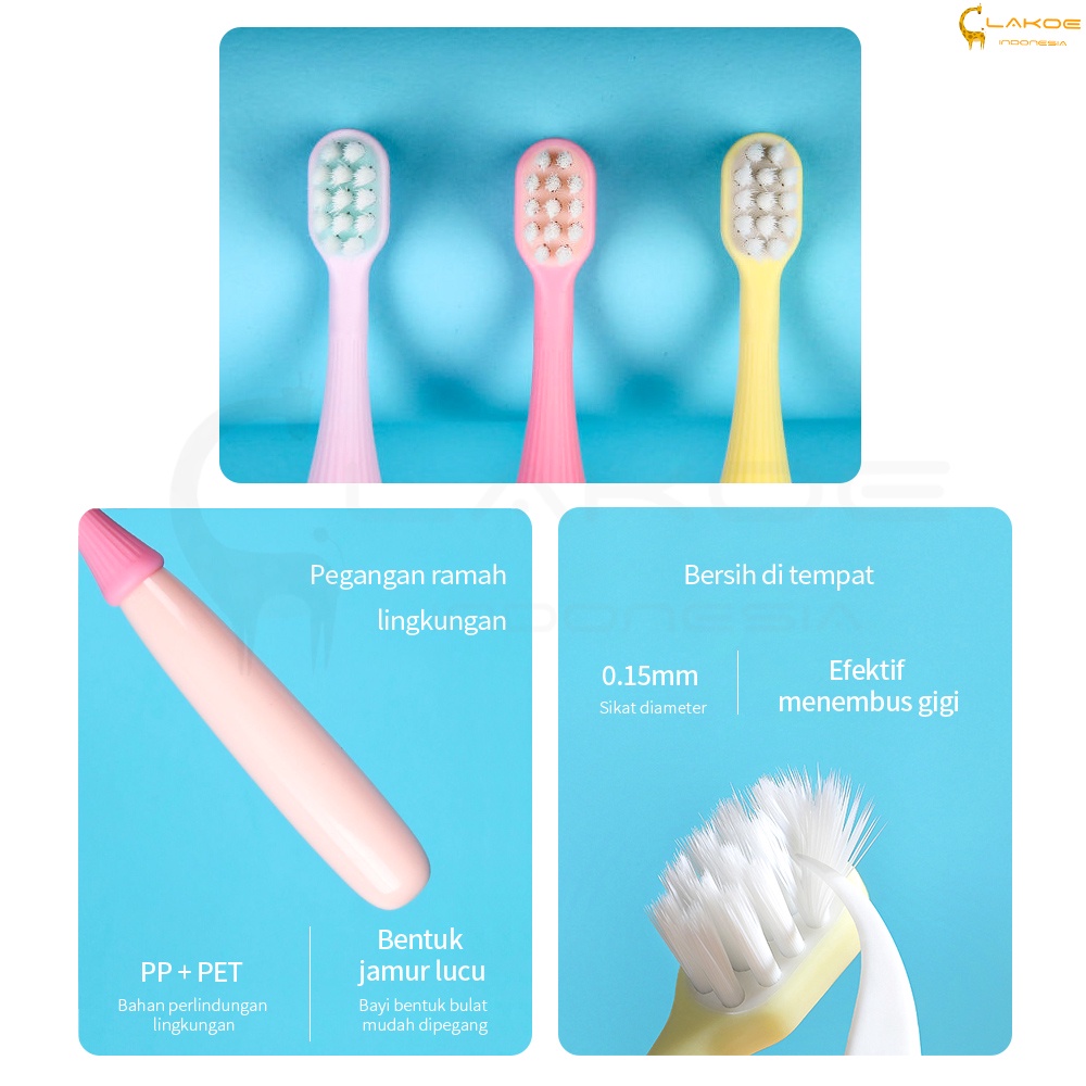 LAKOE Sikat Gigi Anak/sikat Gigi Jamur 1 set isi 3 pcs