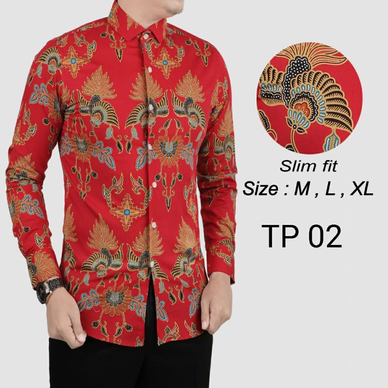 HEM KEMEJA BATIK PRIA SLIM FIT MODERN MEWAH KUALITAS TOP D640