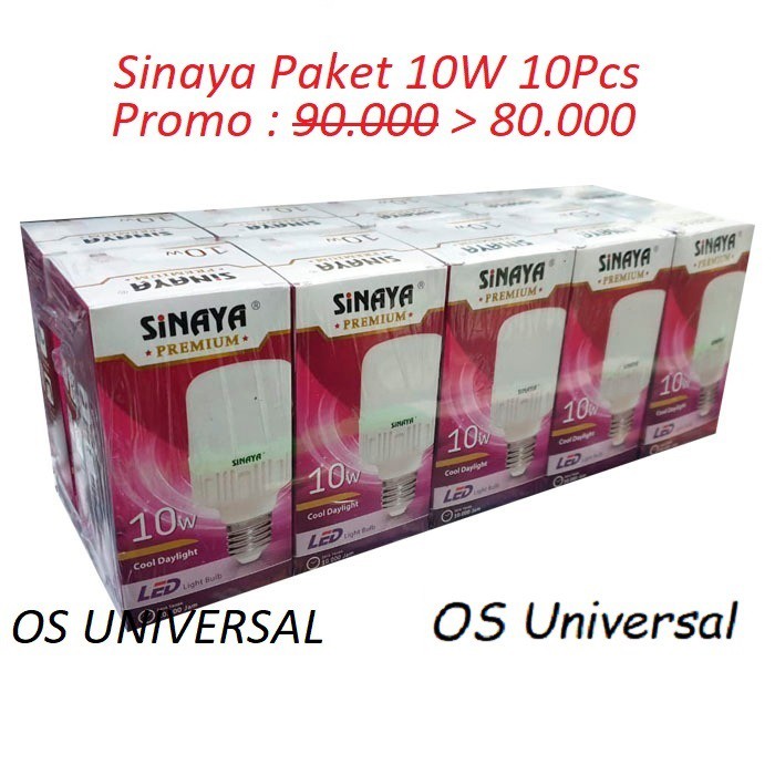 Sinaya Premium Lampu Led 10 Watt Paket 10 Pcs - Bohlam Kapsul 10 W 10W