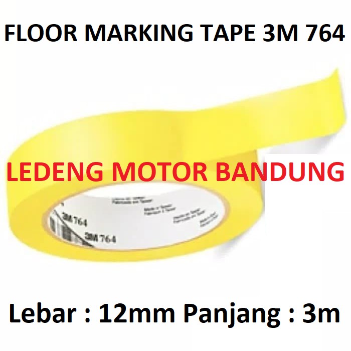 Floor Marking Tape 3M 764 12mm 3 Meter Isolasi Vinyl Lakban Lantai