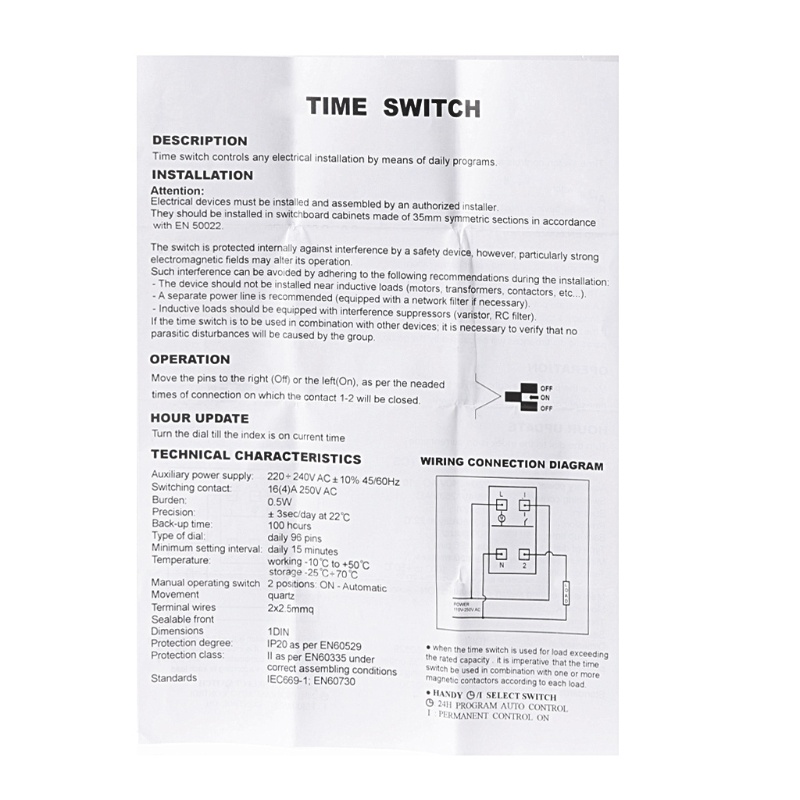 Btsg Switch Relay Timer Mekanik Din Rail 24 Jam 110-240V 16A Bisa Diprogram