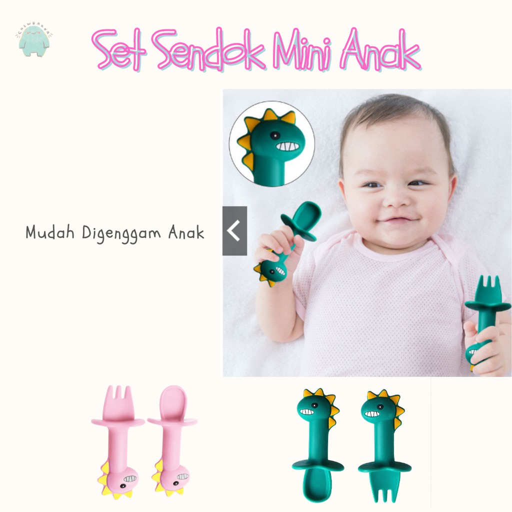 SILICONE MINI DINO SPOON SET