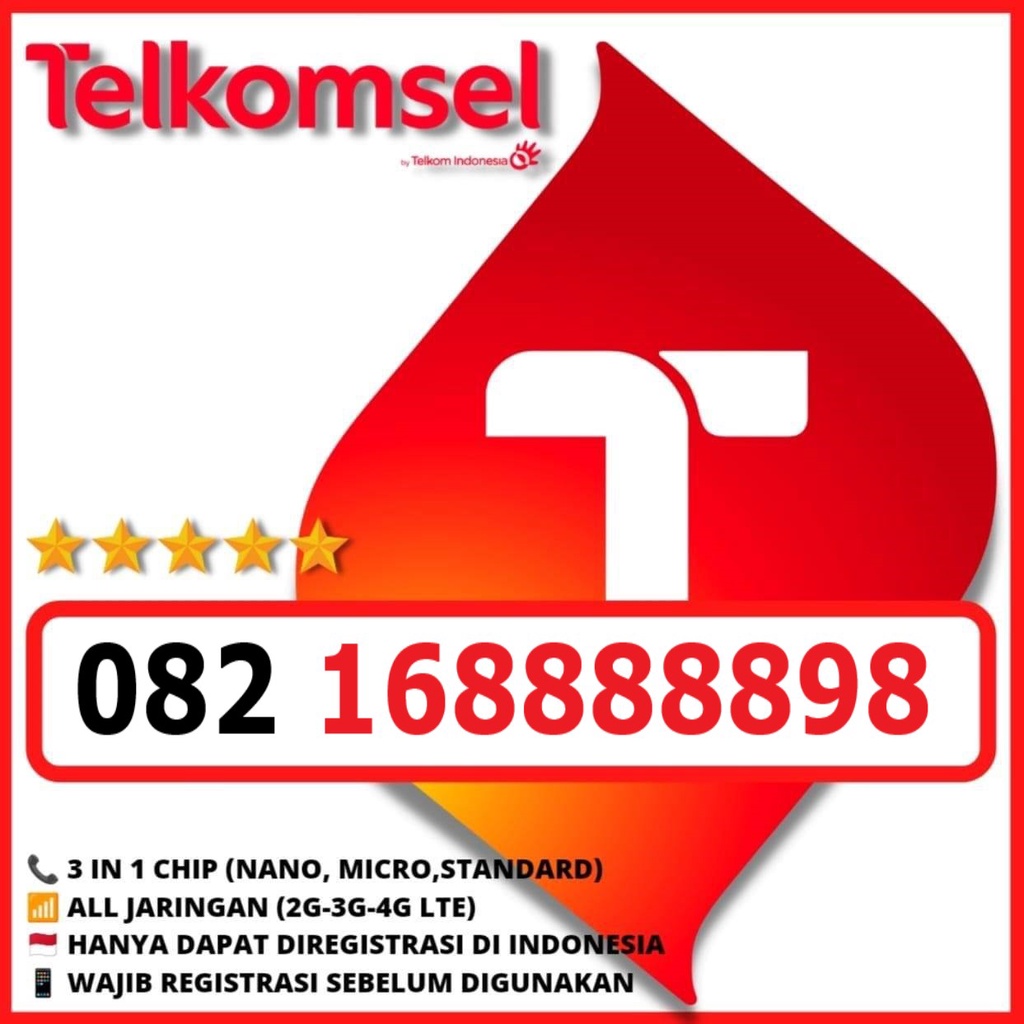 KARTU PERDANA 4G NOMOR CANTIK SIMPATI CANTIK TELKOMSEL CANTIK 8888898 98 88888 168