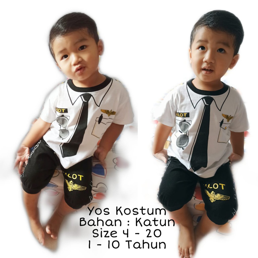 Setelan Baju Profesi Anak Pilot Kaos Celana Joger Kostum Murah