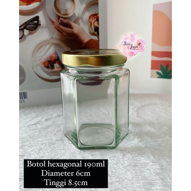 JAR KACA/BOTOL KACA HEXAGONAL 190 ML PER PCS