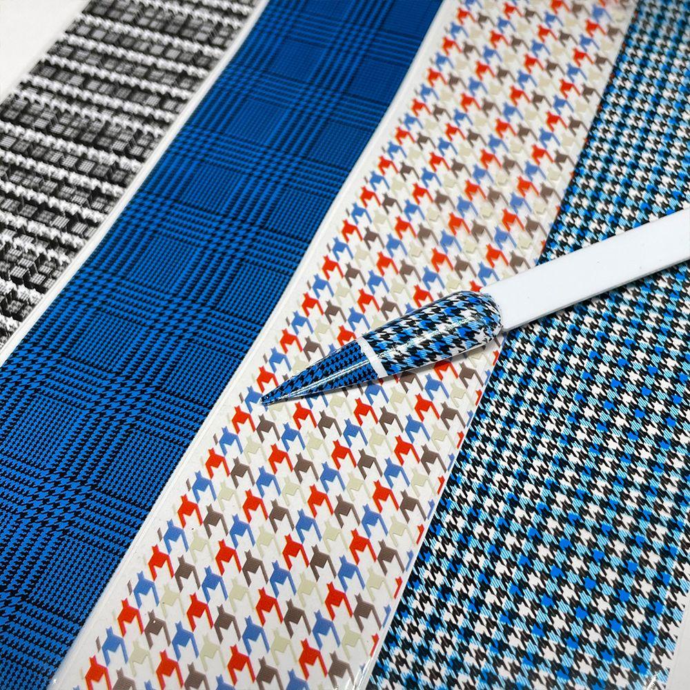 Mxbeauty Houndstooth Stiker Kuku 100 cm Warna-Warni Nail Art Dekorasi Kuku DIY Aksesoris Manicure Tools Beragam Gaya Kuku Foil Kertas Rajut