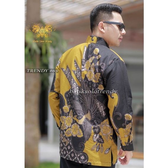 MOTIF KUNING KEMEJA BATIK / BAJU BATIK LENGAN PANJANG KAIN HALUS MURAH LAPIS FURING