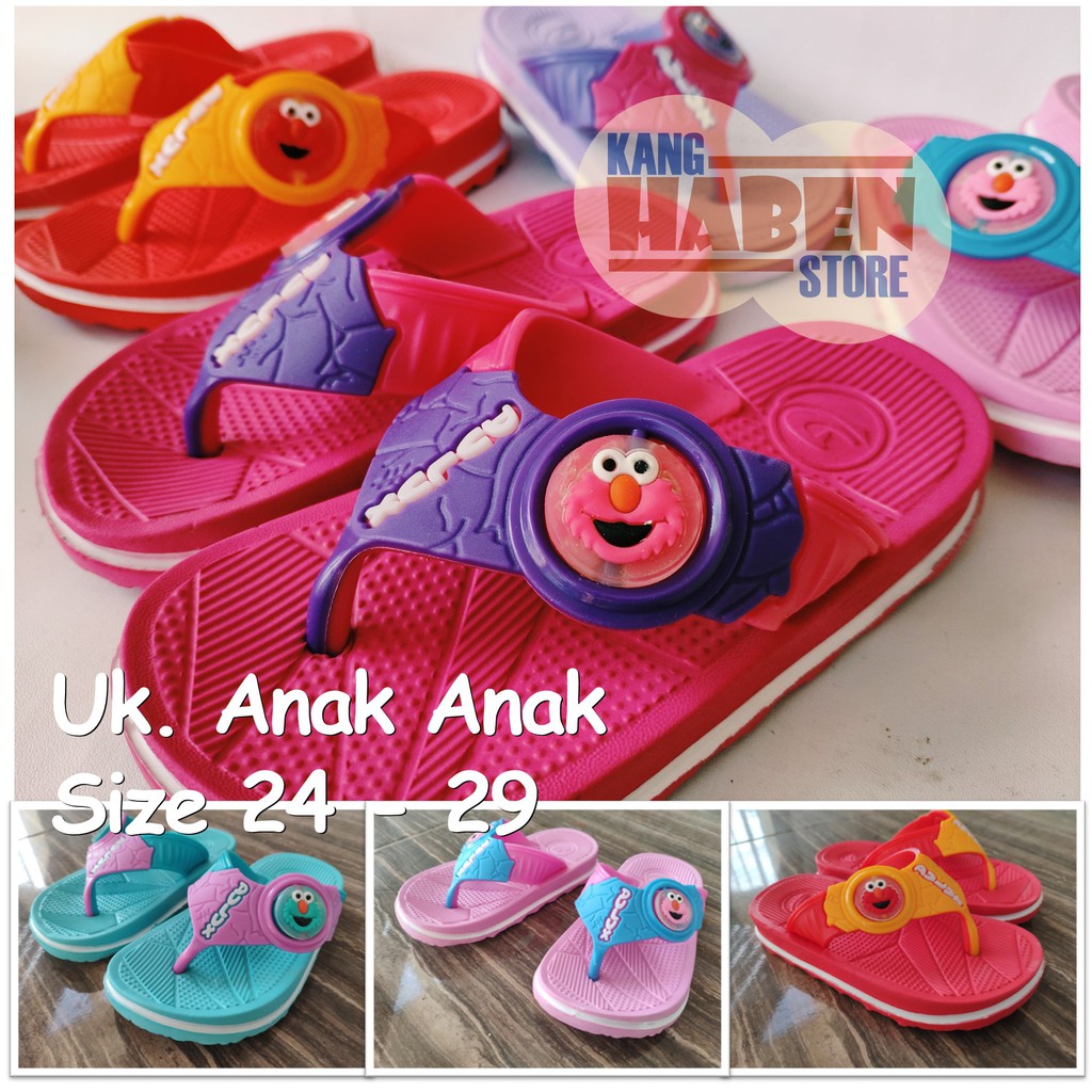 293DEL Sandal/Sendal Jepit Anak Anak Lencana Karakter ELMO Lucu Cowok Cewek