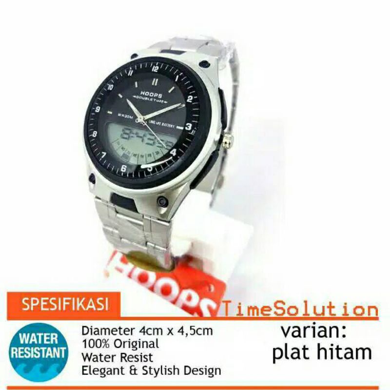 (Cod)Jam Tangan Pria Double Time Hoops Strap Rantai Anti Air(Dikirim Jakarta)