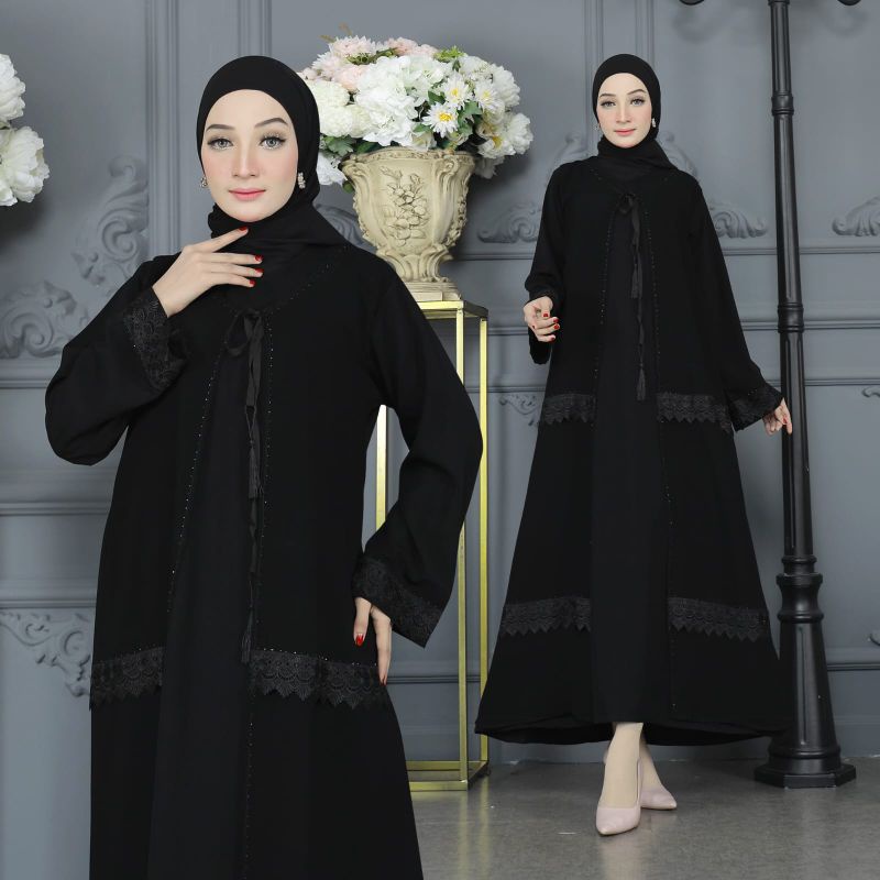 MUZA ABAYA AQILA RENDA BLACK