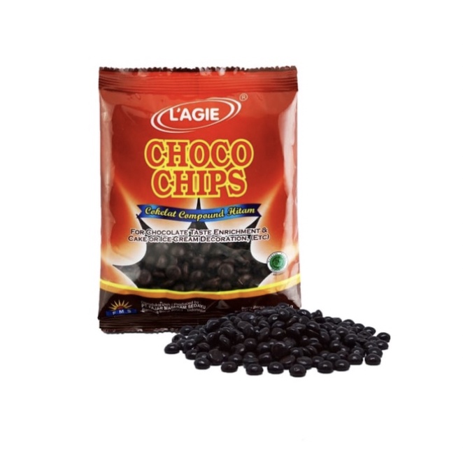 

Lagie Coklat Choco Chips 1/2 Bulat Hitam 45gr - Chocolate Compound