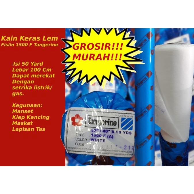 Kain Keras Lem Interlining 1500F Tangerine Fislin Pislin Vislin GROSIR