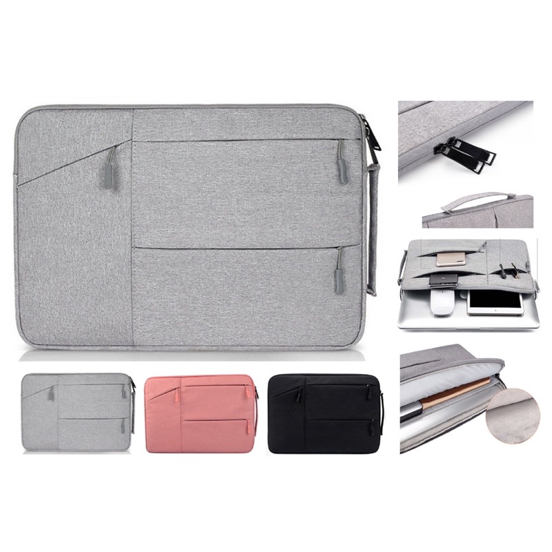 Tas Laptop Macbook Softcase Jinjing Pocket Nylon Waterproof 13 - 14 inch