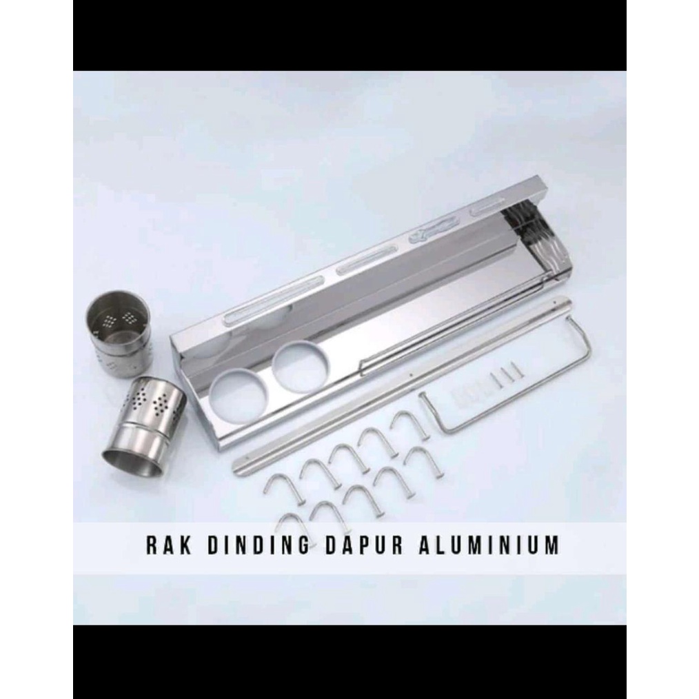 Rak Bumbu Dapur Rak Dapur Tempel Dinding Bahan Aluminium Panjang 60 cm dan 40 cm