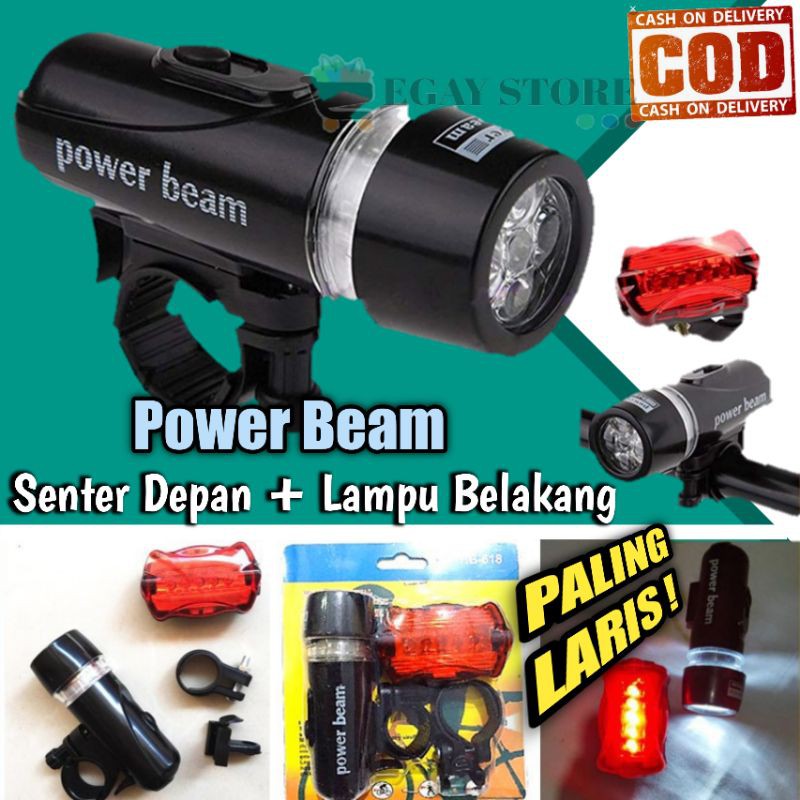 LAMPU SEPEDA SET DEPAN BELAKANG AKSESORIS SEPEDA 5 LED BIKE LAMP HB618 POWERBEAM ANTI AIR TERLARIS