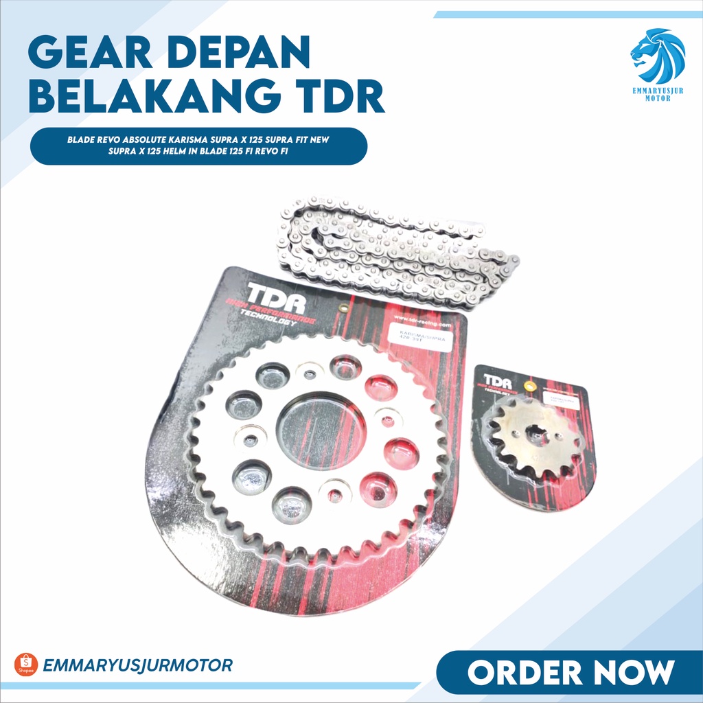 TDR GIR DEPAN BELAKANG BLADE REVO ABSOLUTE KARISMA SUPRA X 125 SUPRA FIT NEW BONUS RANTAI OSK 420