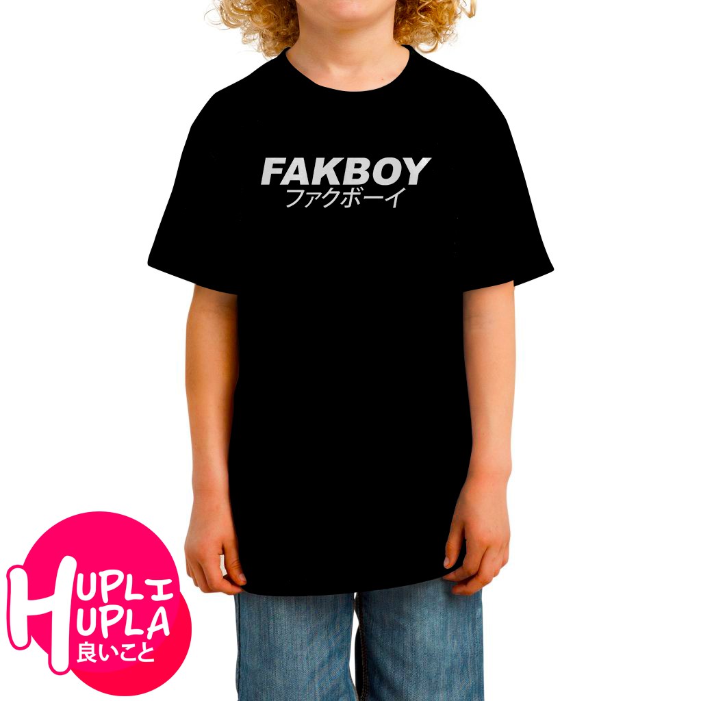 Kaos Anak Fakboy Tulisan Jepang Bahan Distro Katun Combed