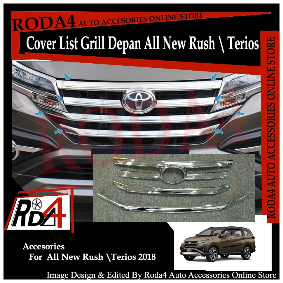 Cover List Grill Depan Chrome All New Rush Terios 2018