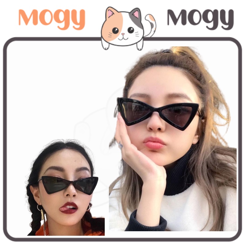 MOGYMOGY K714 Kacamata Fashion Anti Radiasi Bentuk Triangle Sunglasses Hitam Korea Style Unik