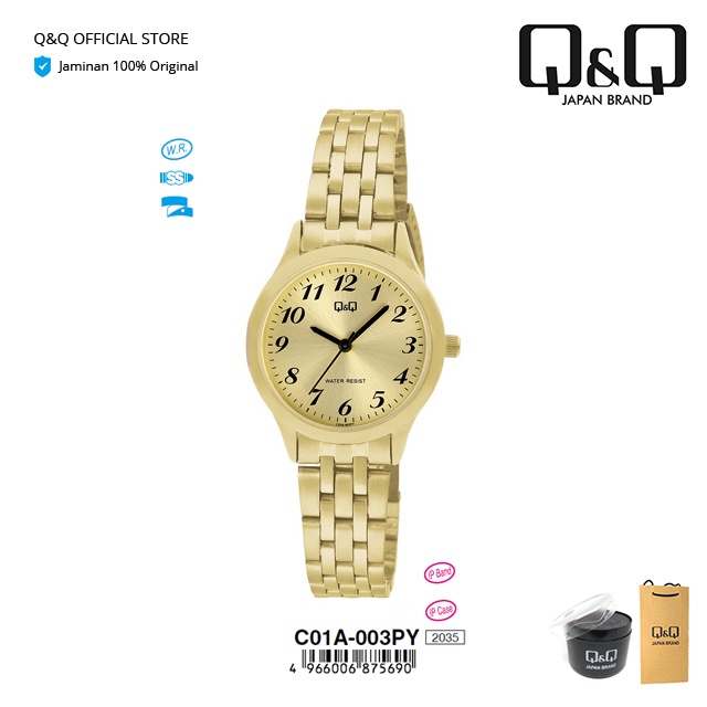 Q&Q QnQ QQ Jam Tangan Arloji Wanita Fashion Analog Stainless Steel - C01 C01A Water Resist 3 BAR-0