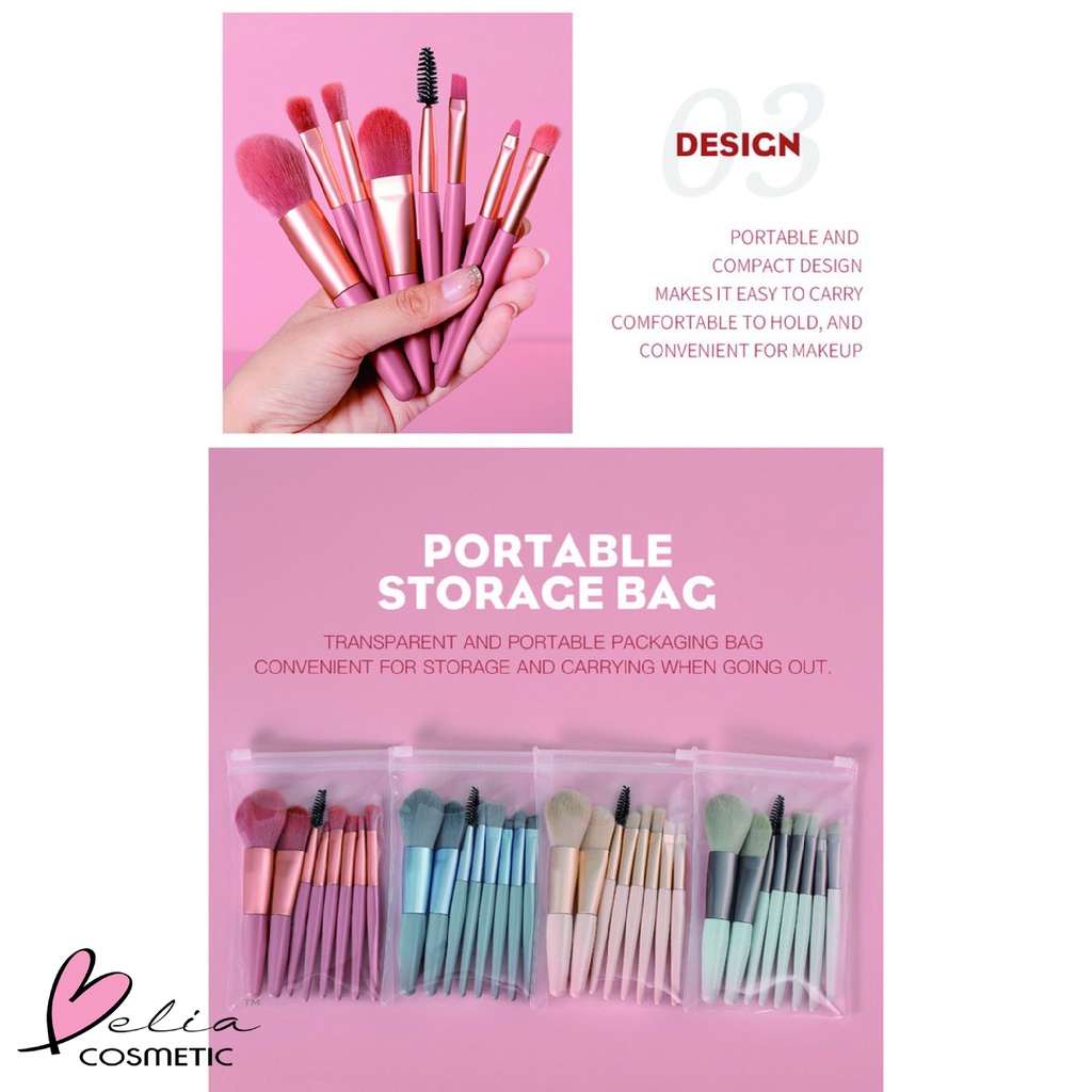 ❤ BELIA ❤ BIOAQUA kuas make up Kuas Set 8pcs | 13pcs Kuas Kosmetic Brush foundation | brush eyeshadow | eyebrow brush | blush brush | lip brush | BPOM