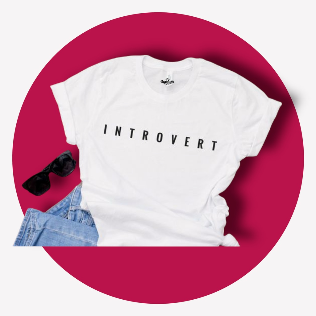 Indoholic Atasan Wanita Baju Kaos distro Oversize Polos Pakaian Tumblr Fashion Original Combed 100% Introvert