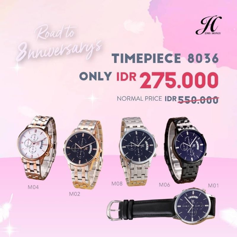 Free Box JT 8036 Jims Honey Jam Tangan Pria Waterproff Chrono Aktif