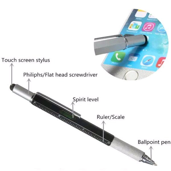 

Produk Eksklusif Pulpen Multifungsi 6 in 1 - Pena Stylus Penggaris Waterpass Obeng Terlaris
