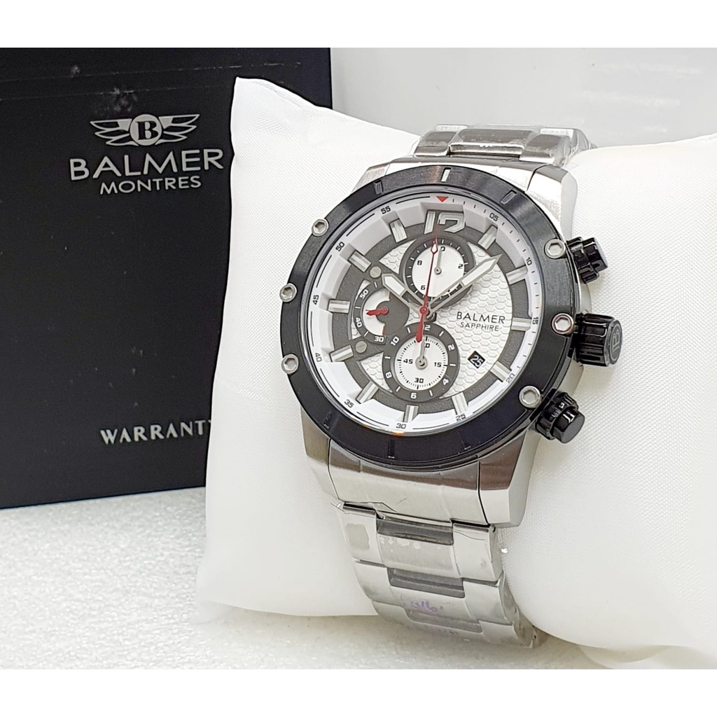 Jam Tangan Pria Bisnis Original Balmer 8161 Chronograph Rantai Stainless Steel Sapphire