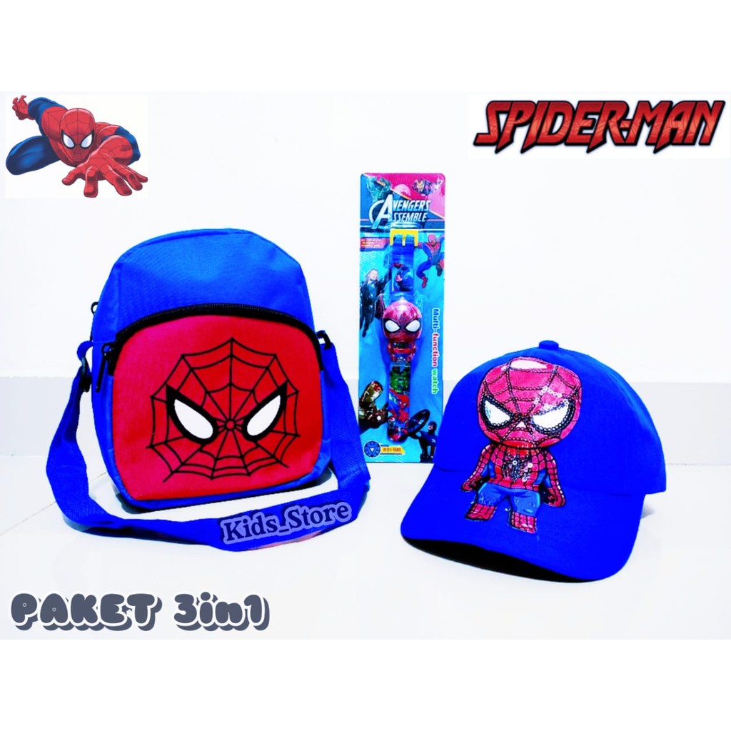 KSO_BAG - Tas Selempang Anak Laki Laki 3in1 Termurah Motif Carakter Mini SUPER HERO Korea Style