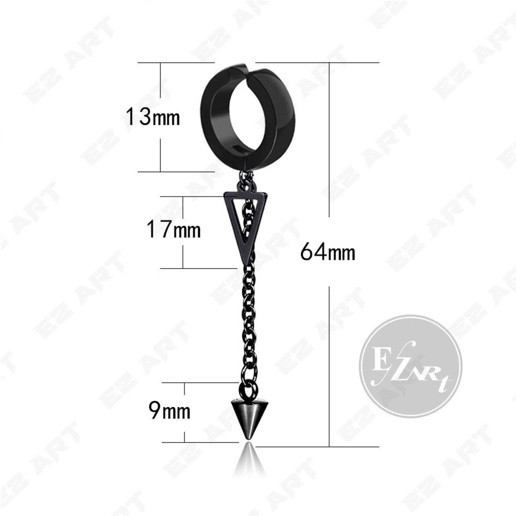 1Pc EZ-AAG ANTING KOREA JEPIT / TUSUK SEGITIGA SPIKE TRIANGLE SILVER STAINLESS STEEL PRIA WANITA