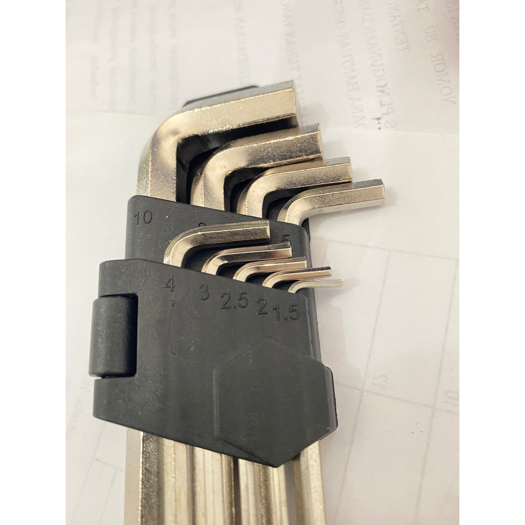 Kunci L Bintang Polos Set 9 pcs  Kunci L Panjang Ball Point Hex Key