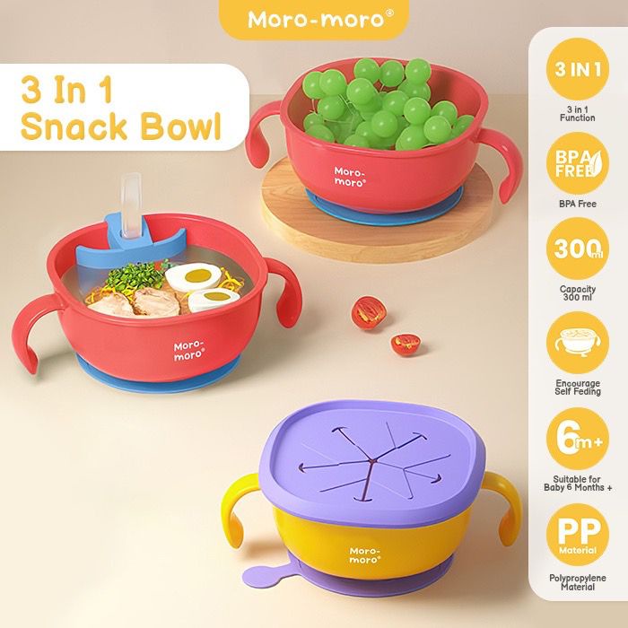 Moro - Moro 3in1 Snack Bowl 250ml - Mangkok Makan Bayi / Peralatan Makan Bayi