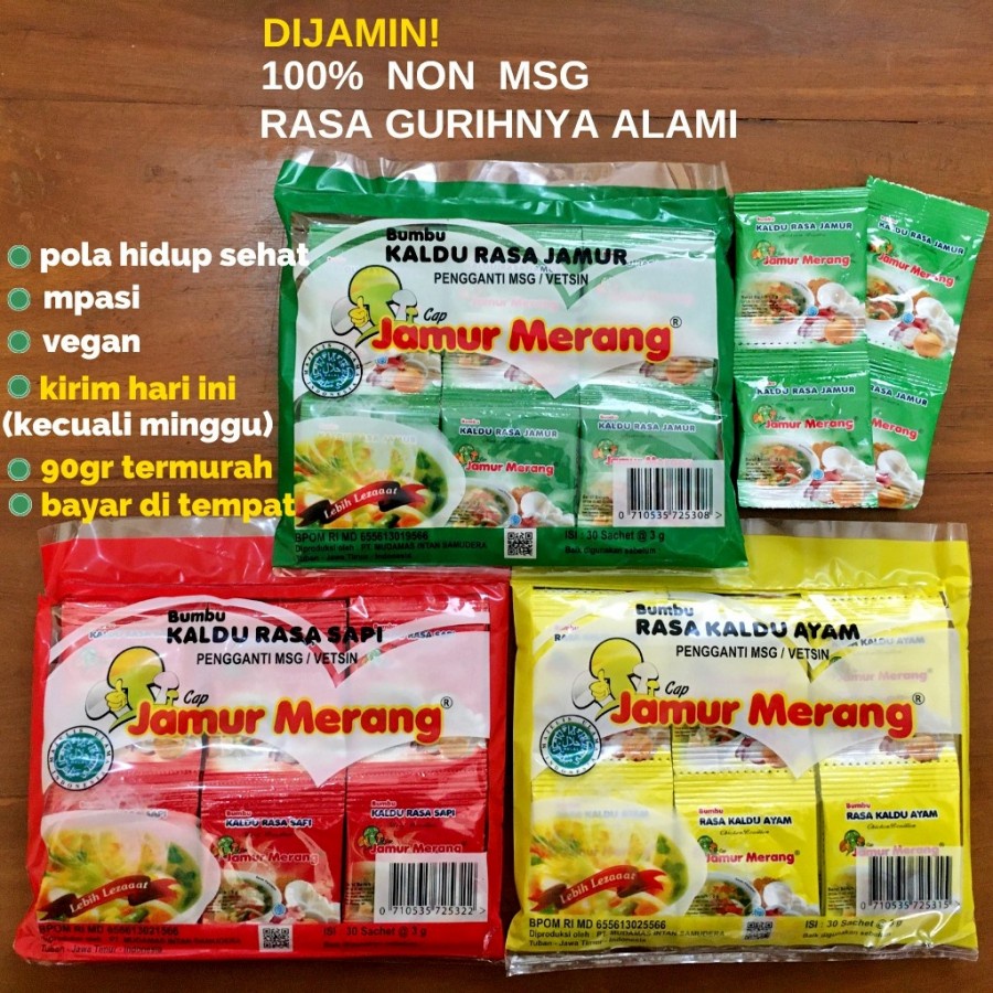 

Kaldu Jamur Merang Alami 30 Sachet Penyedap Rasa Non MSG Pengganti Vetsin