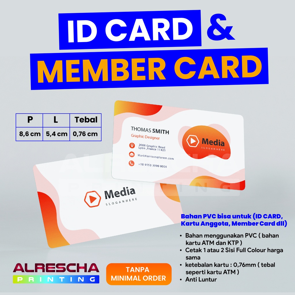 

CETAK ID CARD PVC 2 SISI CEPAT & Berkualitas