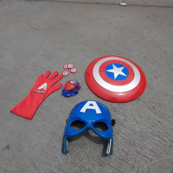 Set Mainan Anak Avenger Tameng sensor getaran Topeng Kapten Amerika mainan superhero marvel avengers shild