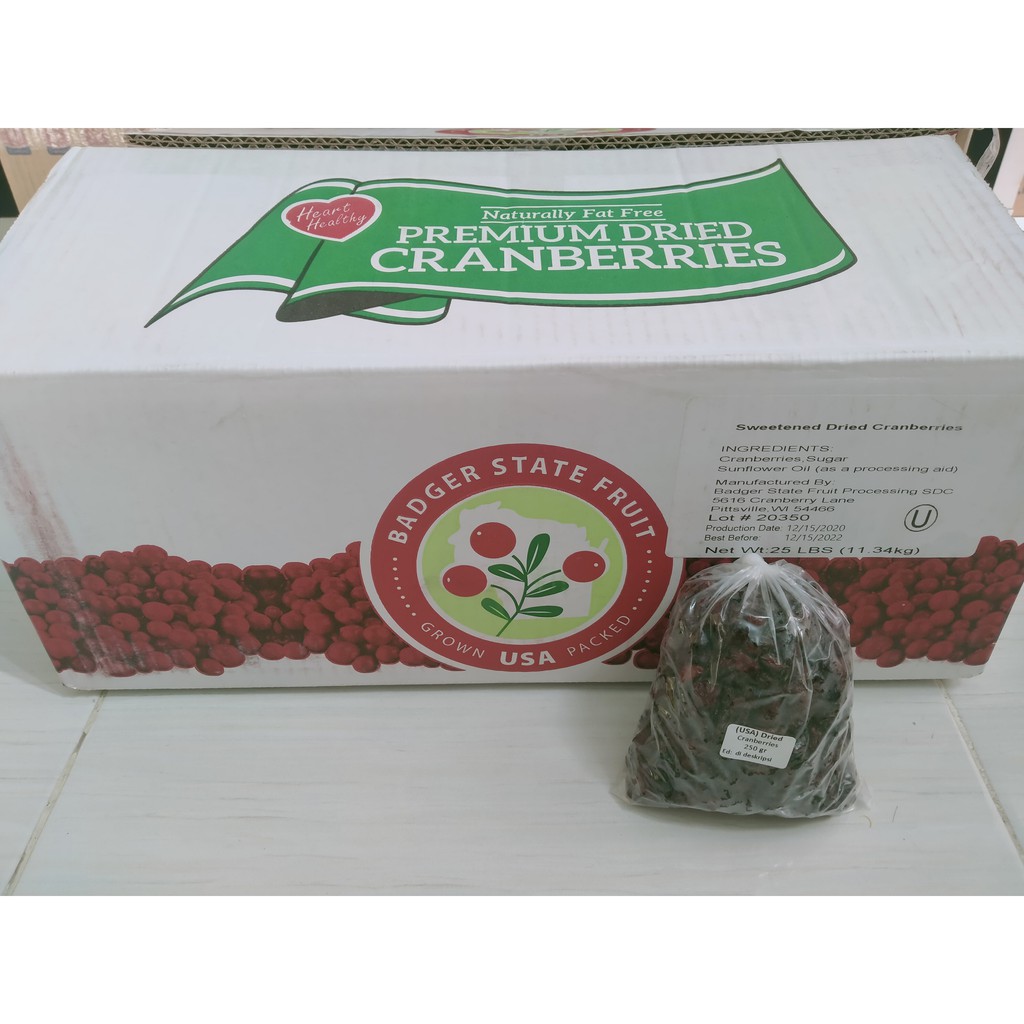 

(USA) Premium Dried CRANBERRIES 250 gr Cranberry Kranberry Kering