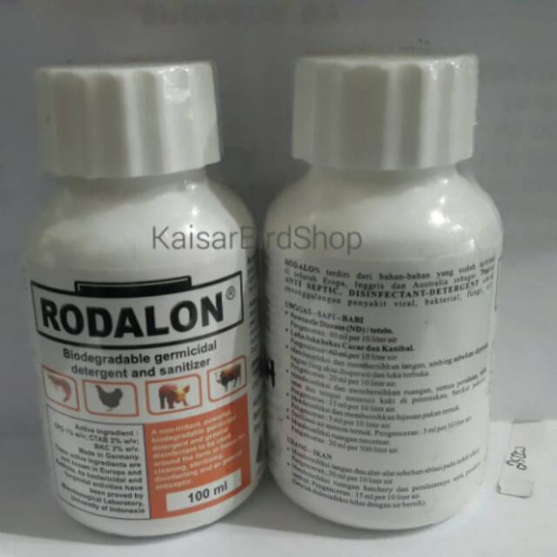 RODALON  antibiotik ampuh mensterilkan kandang burung, Unggas, Sapi, Babi, Udang dan Ikan.