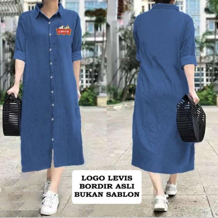 LVB Baju Atasan Tunik Wanita / Atasan Muslim Wanita / Long Uk.XL - XXL LEV DENIM TUNIK 16353 16356