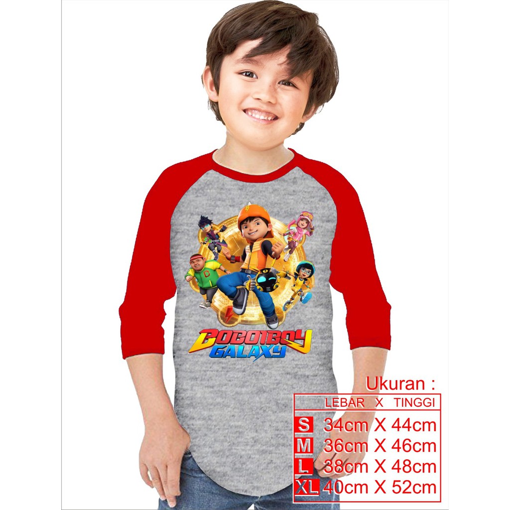 SANDISEAN - Baju tidur anak motif Boboiboy - baju kaos boboiboy anak - baju boboiboy galaxy api