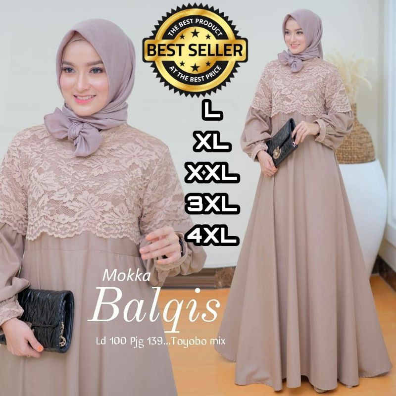 gamis muslim jumbo ld 130 140 XXXXL XXXL XXL XL L / gamis brukat murah balqis / dress murah