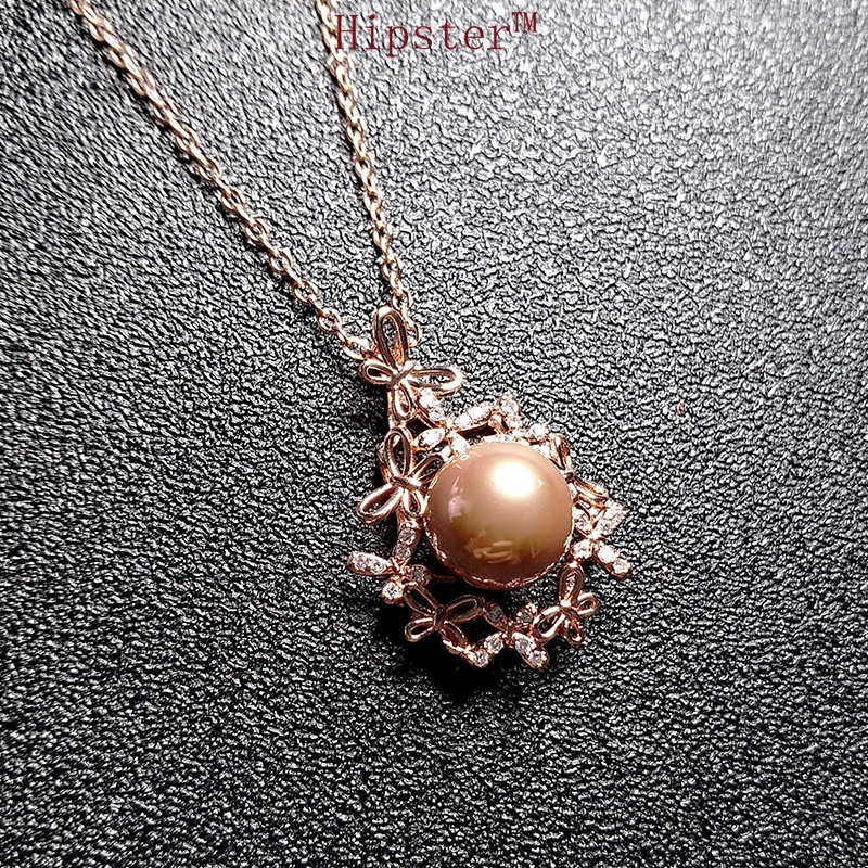 Fashion Elegant Graceful Pansy Cluster Natural Freshwater Pearl Pendant Necklace