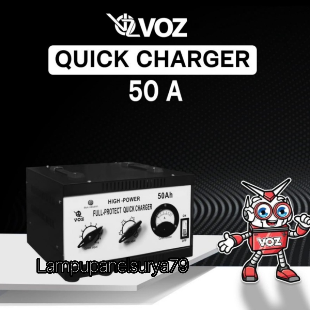 VOZ Quick Charger Aki 50A Charger Aki Mobil Motor Solarcell