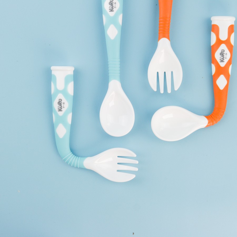 KURU Baby Flexi Fun Spoon and Fork Set | Sendok Garpu Makan Bayi - SF1