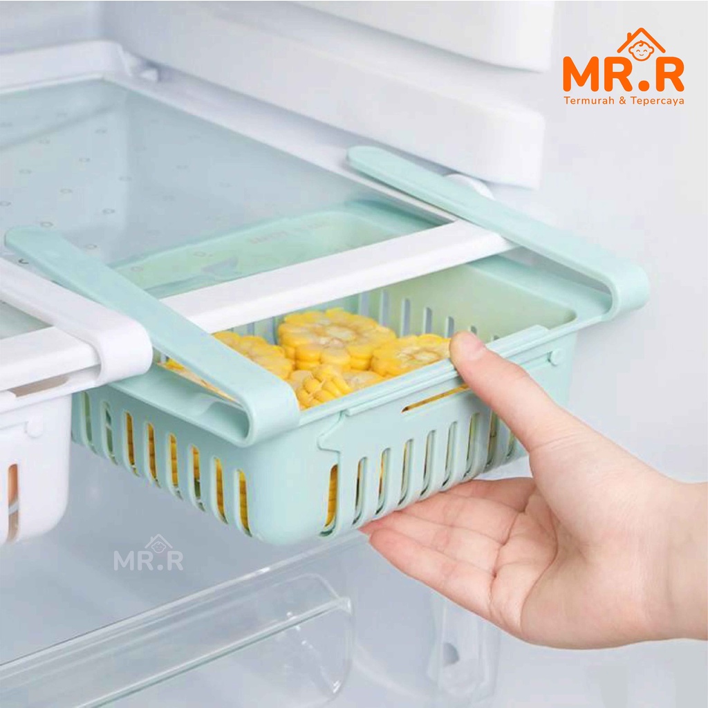 Rak Penyimpanan Keranjang Kulkas Sekat Partisi Tempat Serbaguna Fridge Pull Out Storage